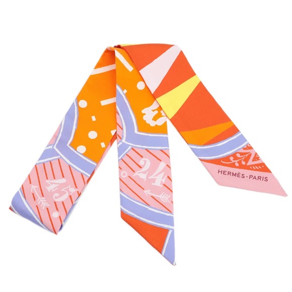 Hermes Twilly in Jeu de Soie (Rose/Orange) 100% Silk - Picture 1 of 7